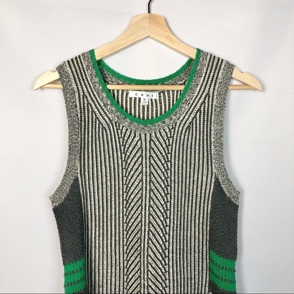 Cabi Trident Gray & Green Pullover Sweater Sleeveless Top S #885 - Picture 4 of 8